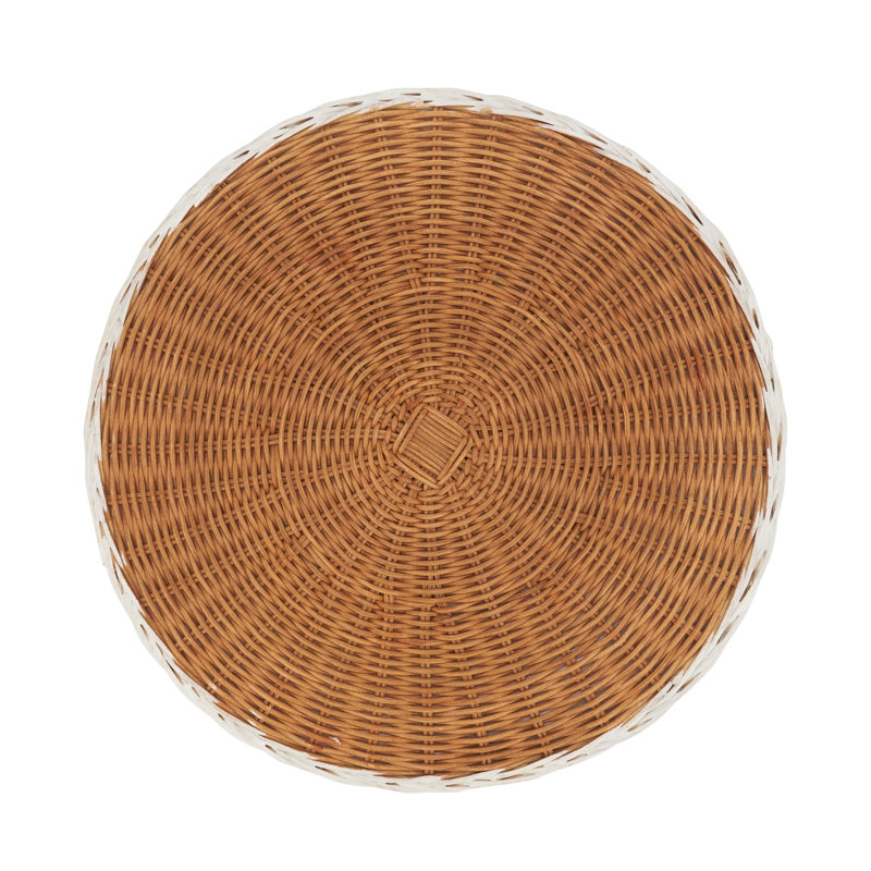 Caramel and White Round Rattan Placemats Set of 4