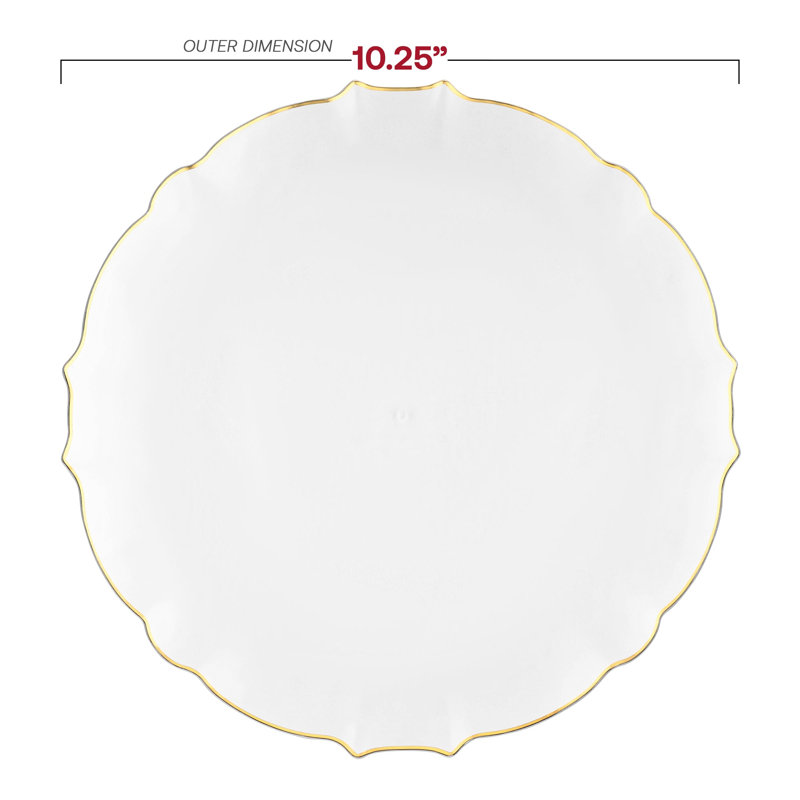 Clear with Gold Rim Round Lotus Plastic Dinnerware Value Set - 120 Sets