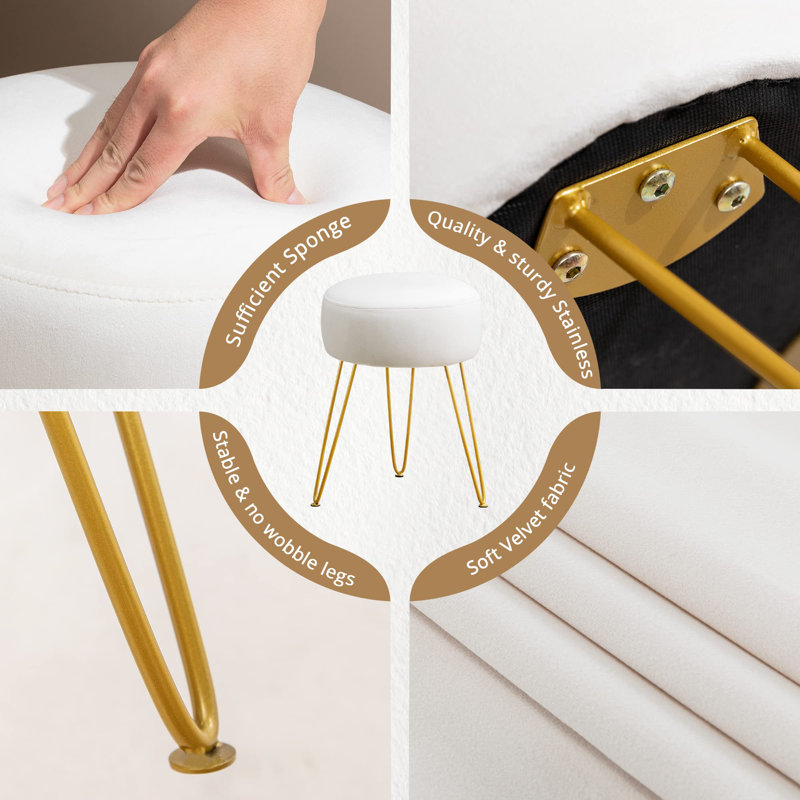 Tabouret de coiffeuse, tabourets de coiffeuse blancs pour salle de maquillage