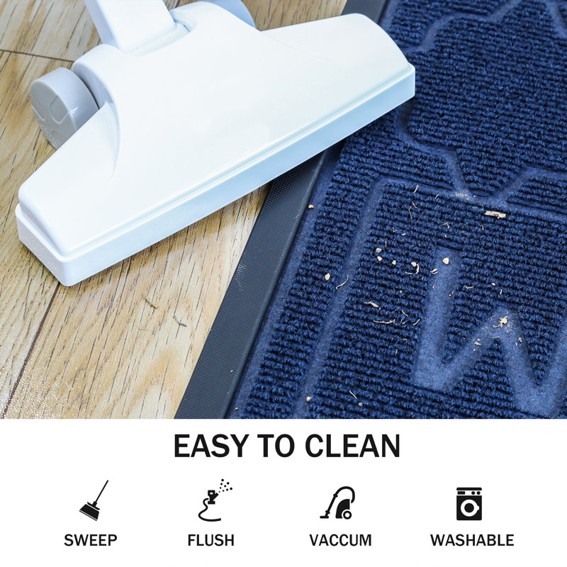 Tapis antidérapant Varvara, L 24 po x L 48 po, Bleu marine