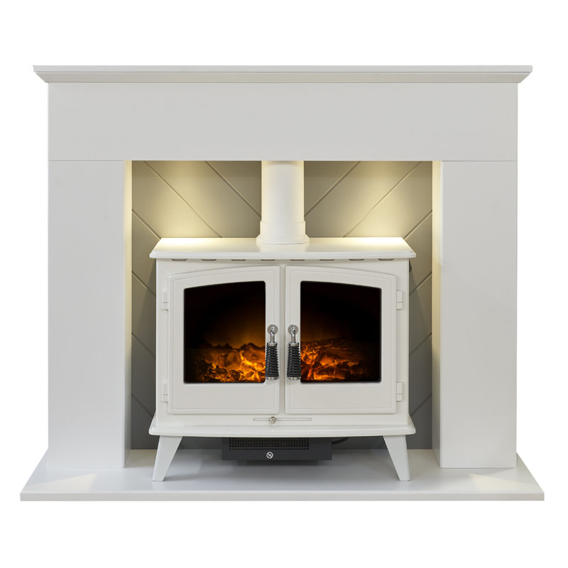 Adam 121cm W White Electric Stove with 6824 BTU