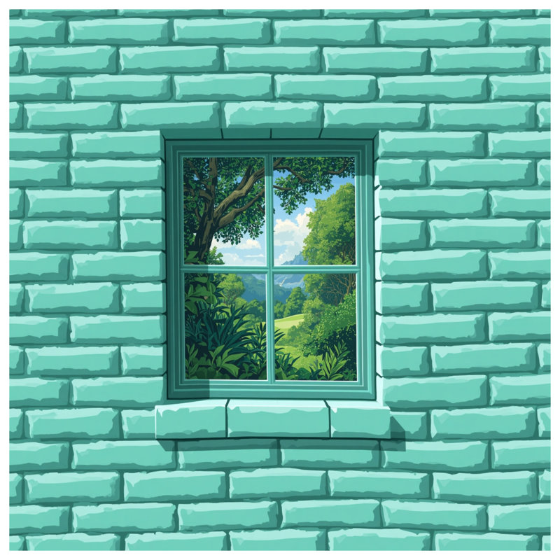 Édredon mural pour fenêtre en brique turquoise, Twin Extra Long