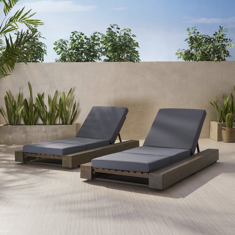 Chaise longue d'extérieur en bois Tomalin, Gris foncé, Gris sablé