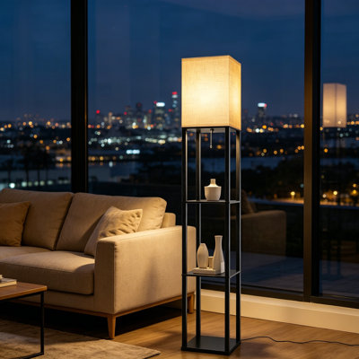 Floor Lamp With Shelves, Modern Shelf Lamp For Display Storage