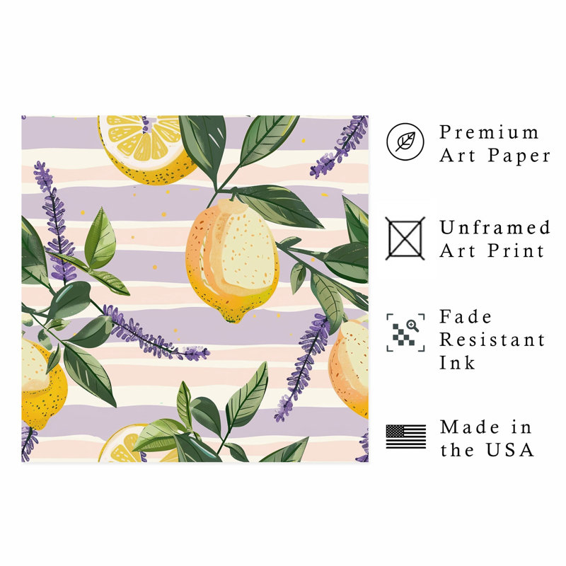 «Food and Kitchen Lemons & Stripes III», reproduction d'art moderne sans cadre