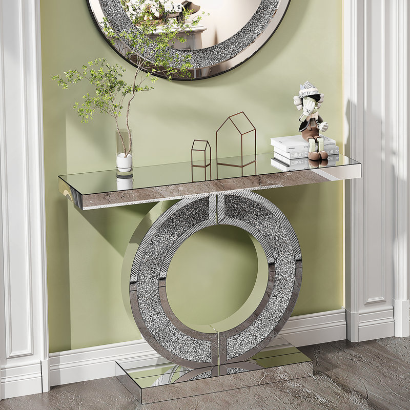 Console, table d'appoint en miroir pour le salon, Argent