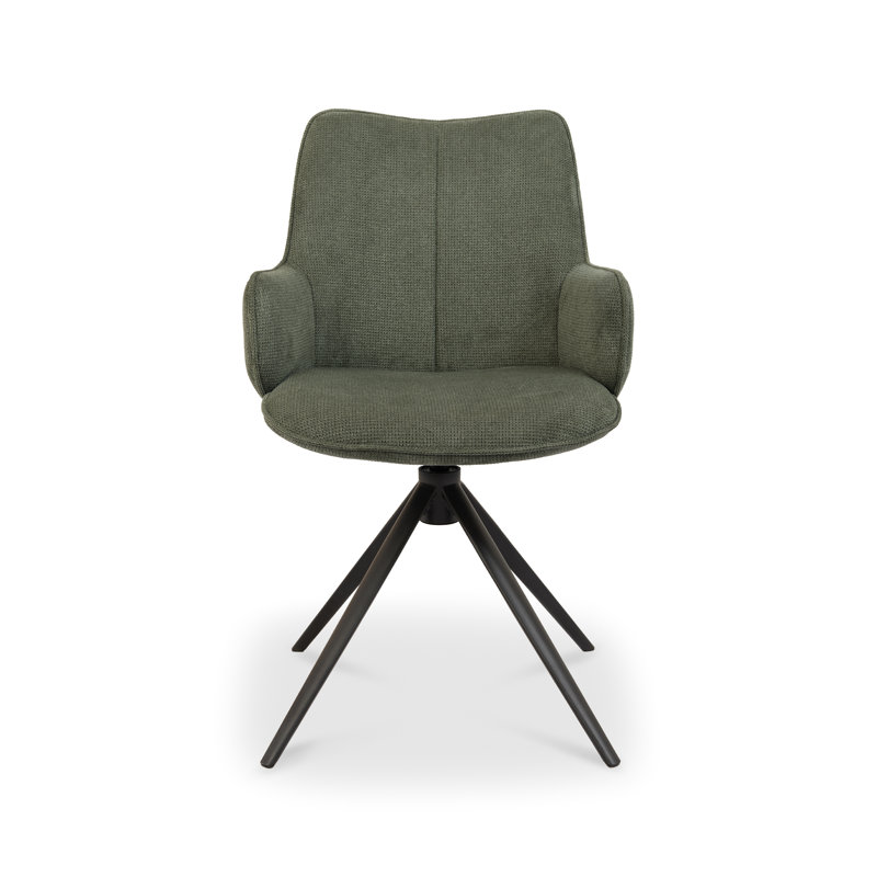 Adina 360° RETURN SWIVEL CHAIR - FABRIC - BLACK SAND POWDER COATED LEGS (SINGLE), Green