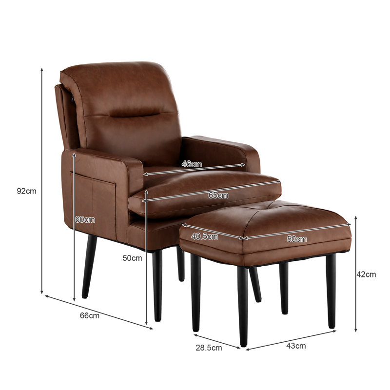 Abdirizak Faux Leather Accent Chair, Dark Brown