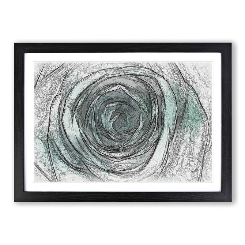 Mint Green Rose - Picture Frame Graphic Art Print, Black Framed, 27cm H x 36cm W x 2cm D