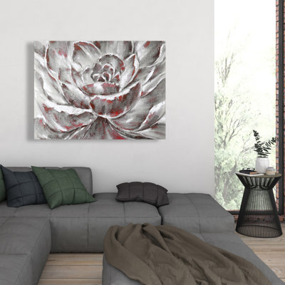 Gray and Pink Flower - Floral Canvas for Home Decor