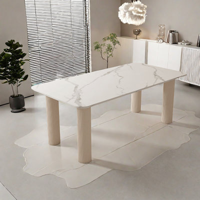 Glossy Rock Dining Table Rectangular Dining Table