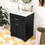 Meuble-lavabo minimaliste avec lavabo en céramique, portes à fermeture douce et tablette réglable-917526545