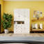 Armoire-penderie moderne blanche avec tiroirs et tablettes