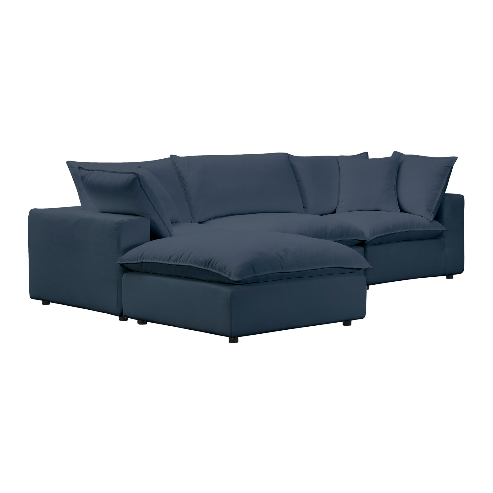 Ellaria 40" Ottoman, Navy Blue Velvet