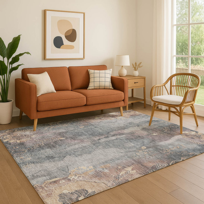 Tapis floral Premium Crestover AMF1869 lavable à la machine, Rectangle 10 pi x 14 pi
