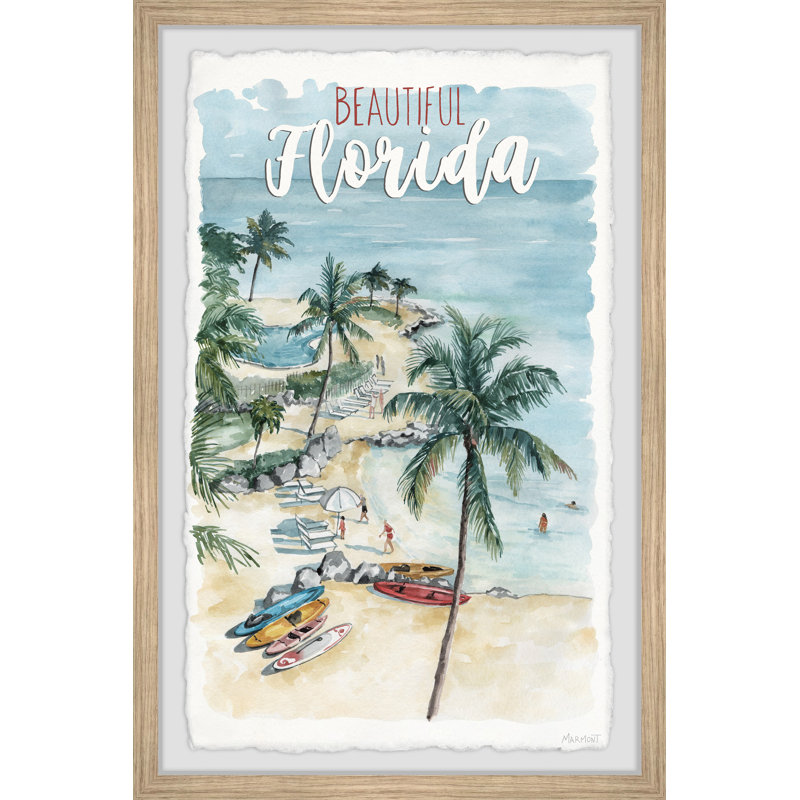 «Hit the Waves in Florida» par Marmont Hill - reproduction de cadre photo sur papier, H 18 po x l 12 po x 1,5 po