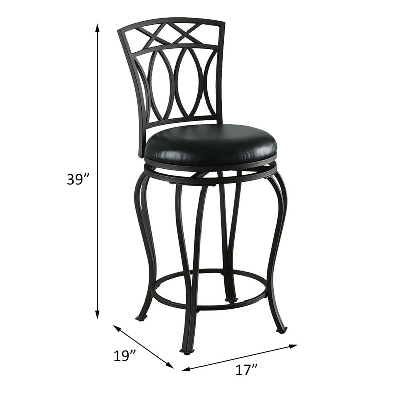 Black Swivel Counter Height Stool With Upholstered Seat