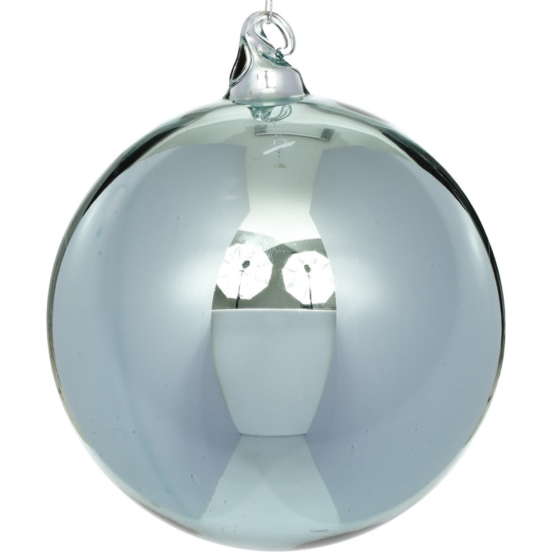 Shiny Ball Ornament Set Of 4, 7" H x 6" W x 6" D, Light Green