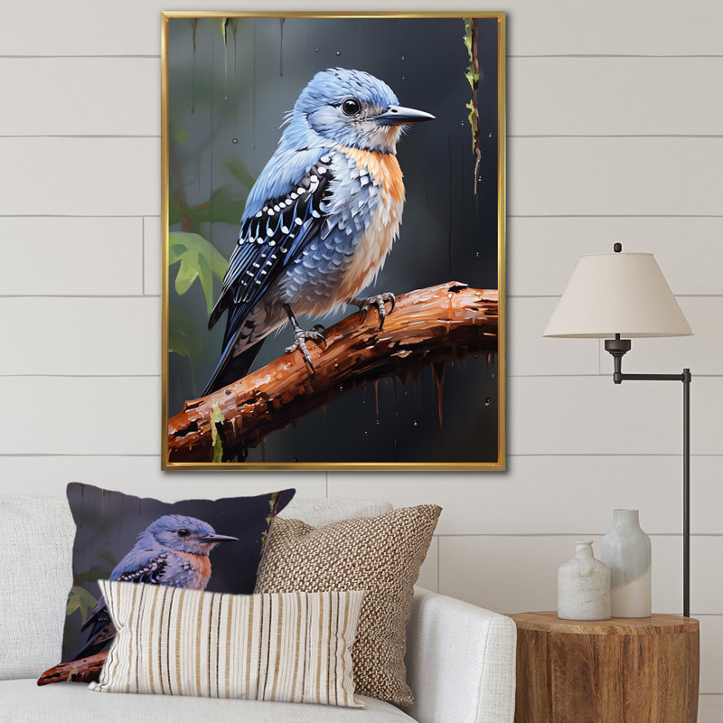 Dusk Plummet Bird - Bird Wall Art, Silver Picture Framed, 40" H x 30" W