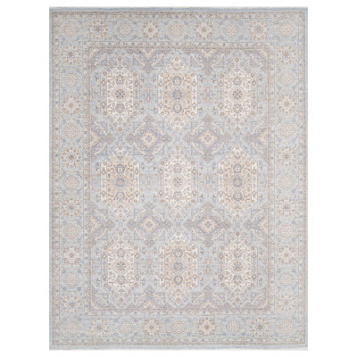 High-Quality Hand-Knotted Light Blue Area Rug