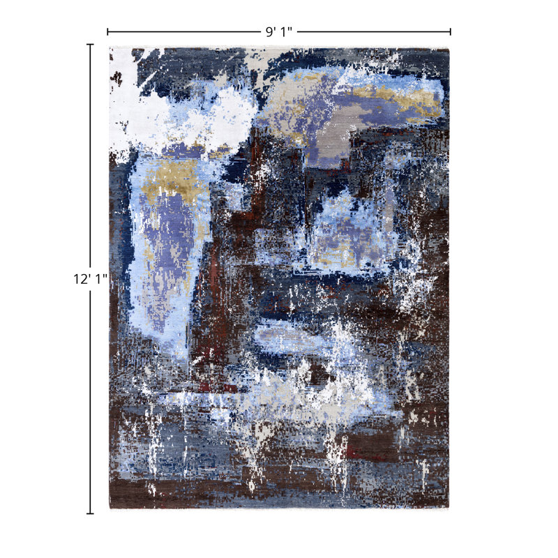 Overdyed One-of-a-Kind 9' 1" X 12' 1" Hand Knotted Area Rug