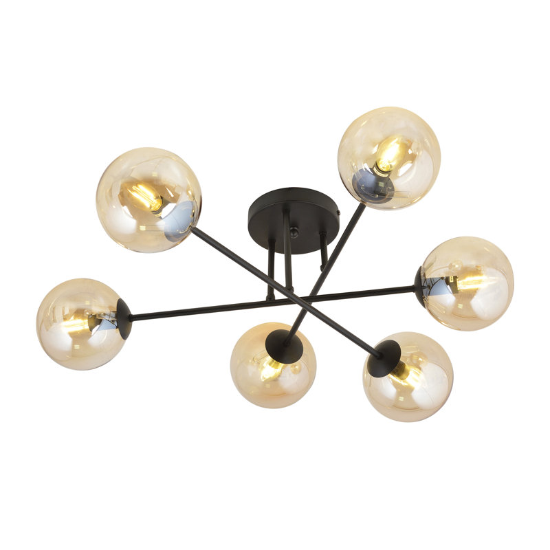 Cadesia Glass Semi Flush Mount, Amber