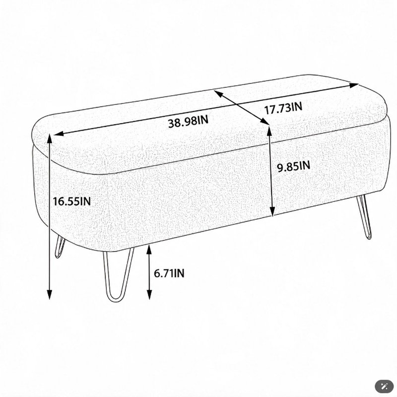 Toleen Storage Ottoman Bench for End of Bed Gold Legs, Modern Faux Fur Entryway Bench Upholstered Padded with Storage for Living Room Bedroom 