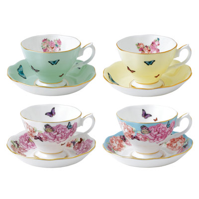Ensemble de tasse à thé et soucoupe en porcelaine tendre 4 pièces Friendship Royal Albert Miranda Kerr