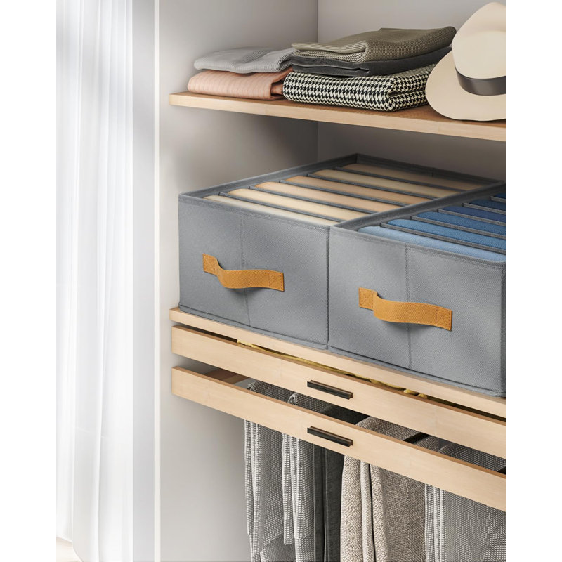 Foldable Closet Organizer For Clothes, 4-Pack Fabric Wardrobe Storage With Handles, Space-Saving Shelf Dividers For Pants, Jeans, Sweaters, T-Shirts And More