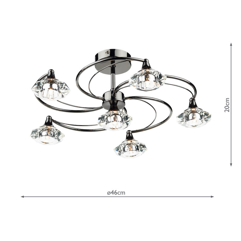Greenhaw Glass Semi Flush Mount, Black Chrome