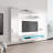 85" Modern Floating Wall Mounted Entertainment Center with 16-Color LED Lighting, High Gloss Finish-522205349