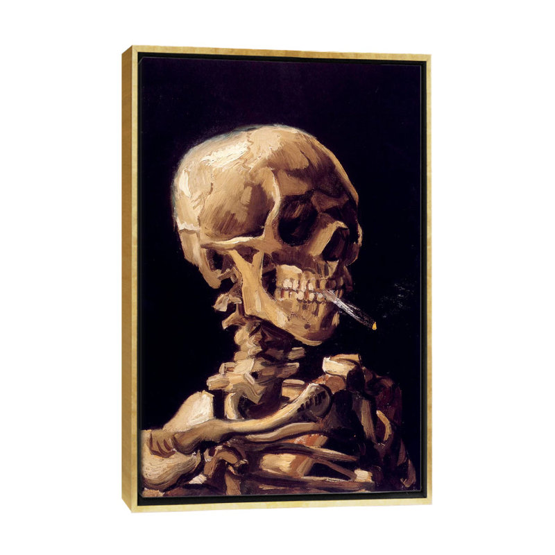 « crâne d’un squelette avec cigarette à combustion, c. 1885-1886 » par vincent van gogh-print, H 26 po x l 18 po x 1,5 po