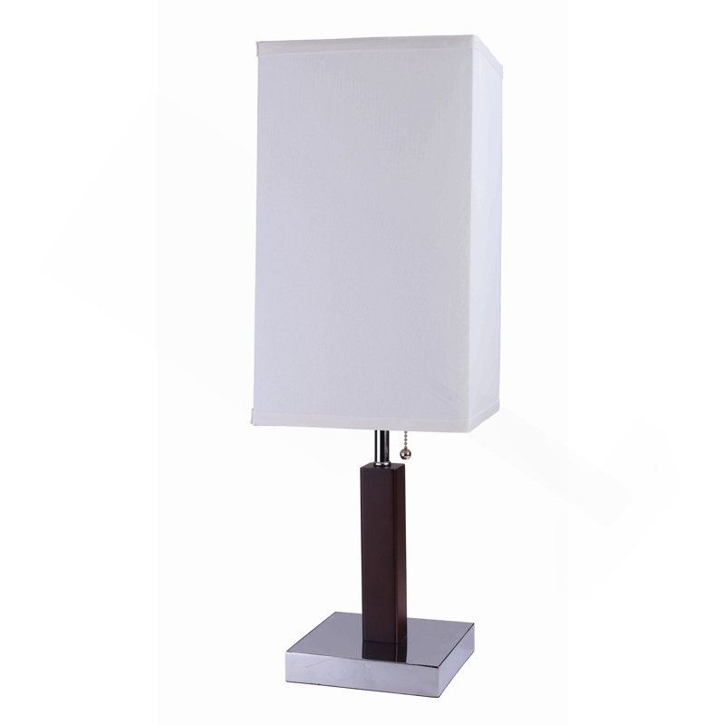 26"H BROWN SQUARE WOODEN TABLE LAMP