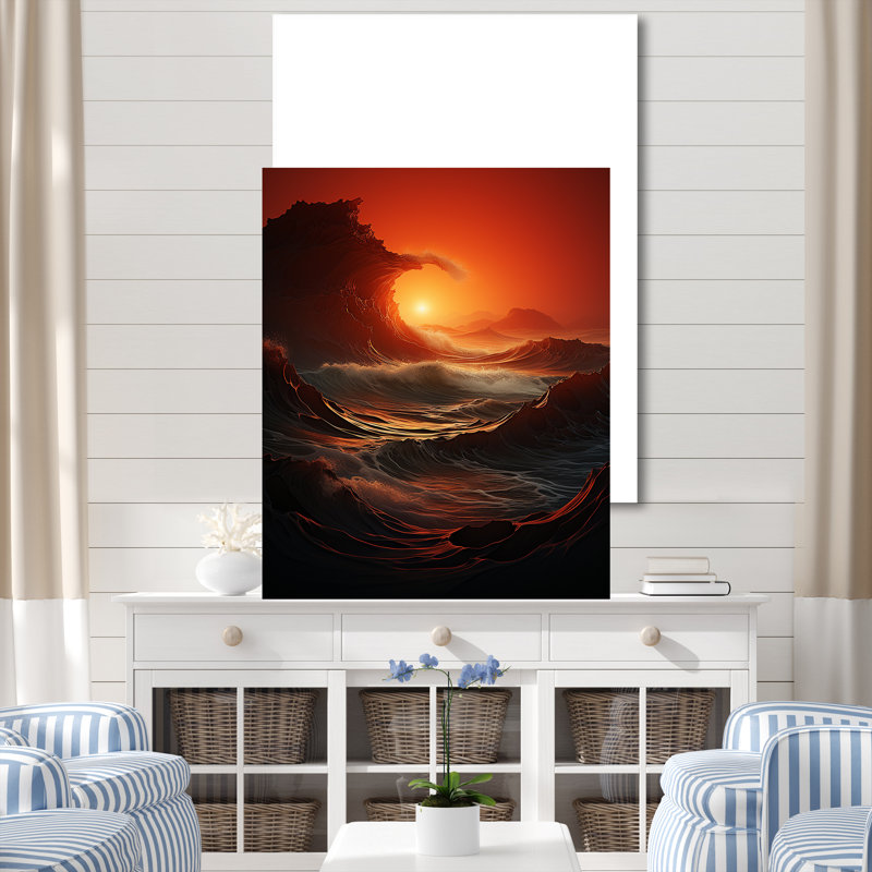 Vague rouge, merveille colorée sur toile, H 20 po x l 12 po x P 1 po, Toile tendue