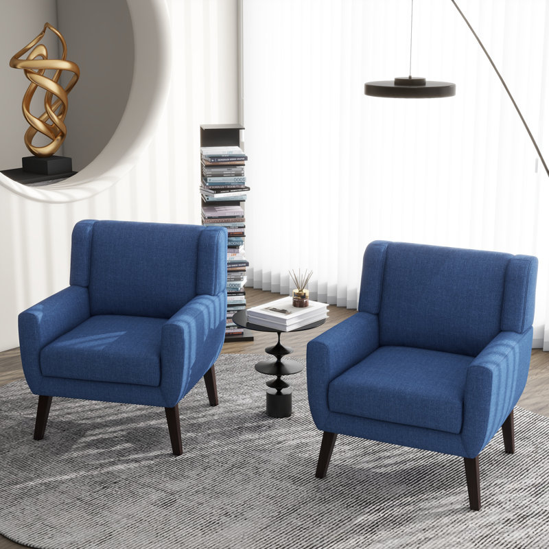 Jaqueze 73.7Cm Wide Armchair, Blue Polyester Blend/Linen