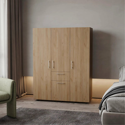 Armoire en chêne naturel avec plusieurs tiroirs