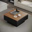Table basse à plateau relevable de 31 pouces pour le salon, table basse moderne avec rangement caché, table centrale carrée, plateau noir et brun