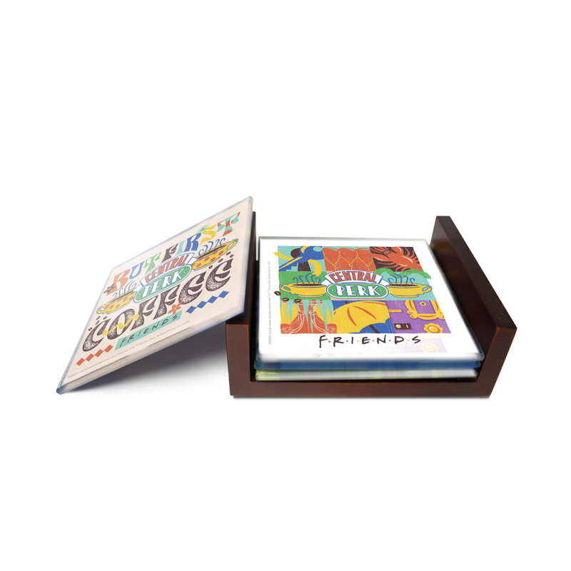 (Symboles) Ensemble de sous-verres en verre Starfire, Friends / Vibrant Friendship