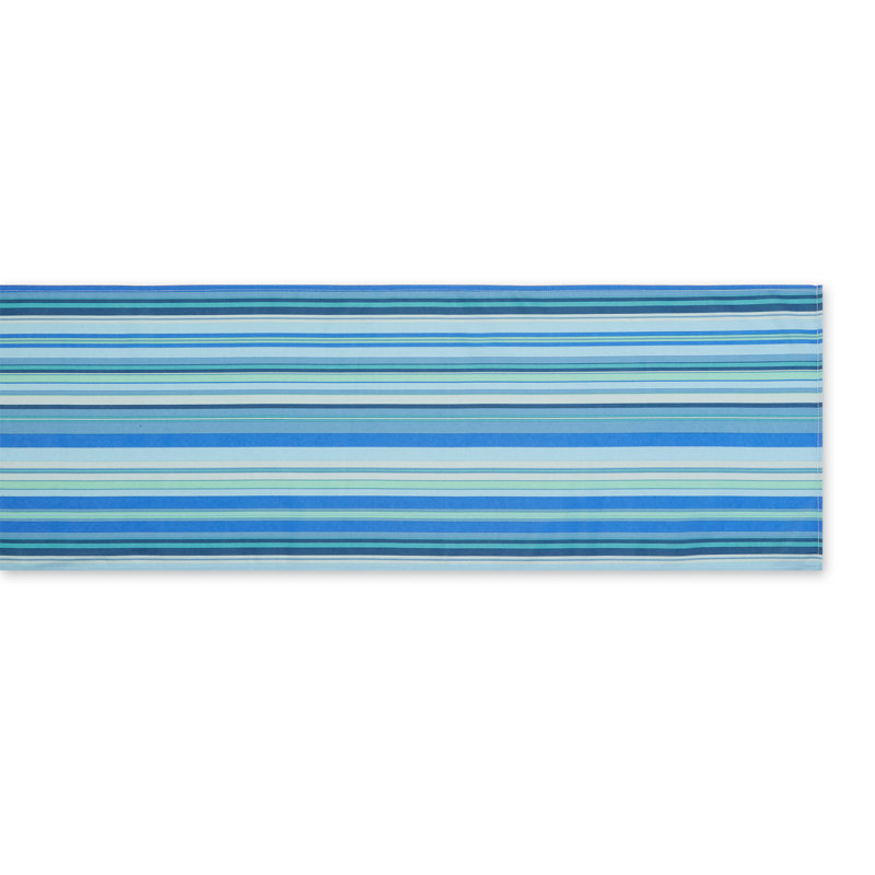 Chemin de table extérieur à rayures BEACHY STRIPE 14X72, Océan bleu