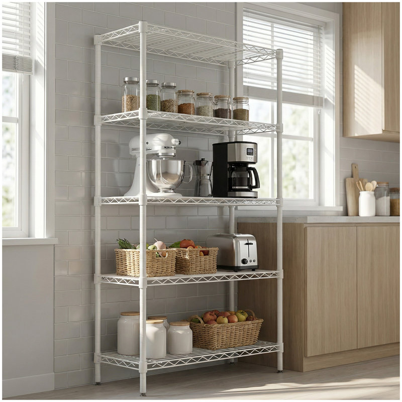 Étagères grillagées robustes à 5 niveaux réglables - supports de rangement en métal résistant à la rouille pour la cuisine, le garage, la salle de bain et le garde-manger (P 29,53 po x l 13,78 po x H 59,06 po)