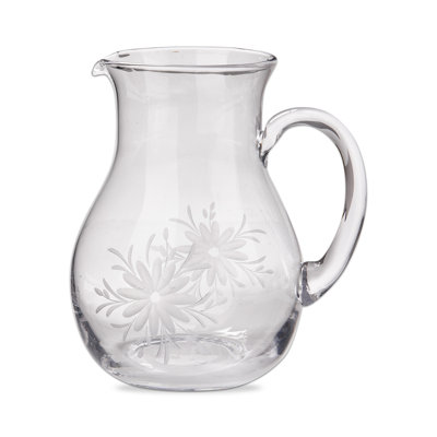 Fleur Etched Glass Pitcher