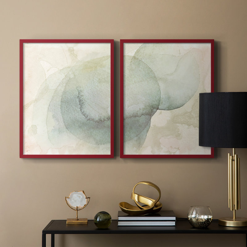 Softwash Abstract  I-Premium Framed Print -Ready to Hang - No Nails Required - No Nails Required, Red, 15" H x 24" W