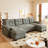 104.7" U-Shaped Sleeper Sofa Sectional With Pull-Out Bed, Chaise Lounge & Usb Ports - Grey - Oversized Modular Couch For Living Room-1976523835