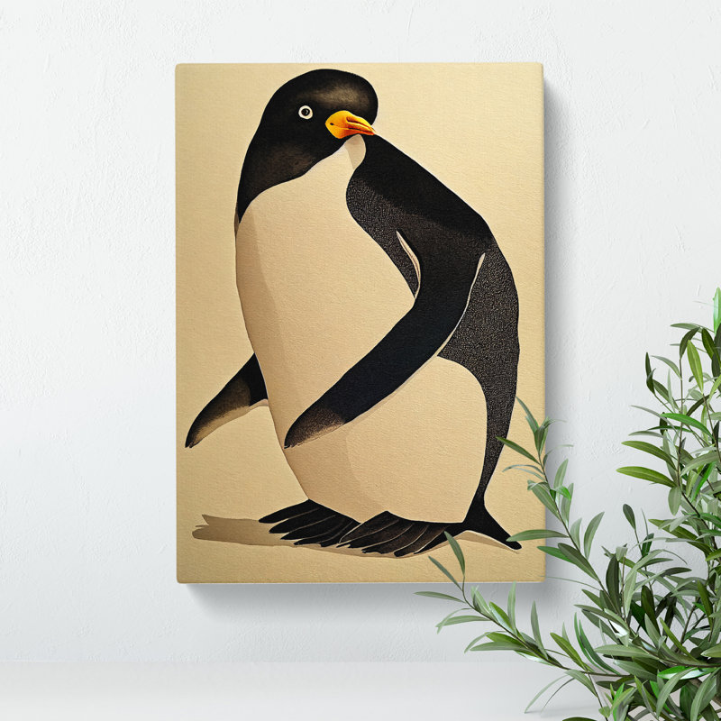 Watercolour Penguin No.2 - Wrapped Canvas, 60cm H x 40cm W x 3cm D