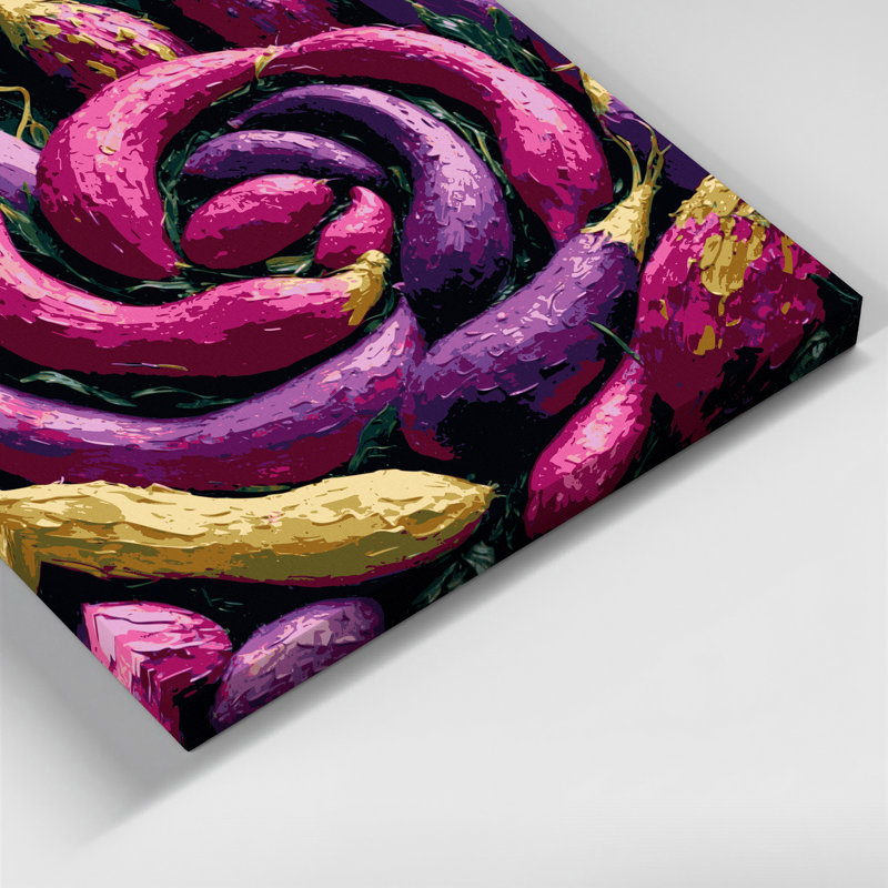 Légumes, art mural sur toile mauve Oca, H 8 po x l 8 po