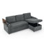 Canapé-lit coulissant de 85 po de largeur avec table rétractable et éclairage à DEL, ports de chargement USB et porte-gobelets-261269310