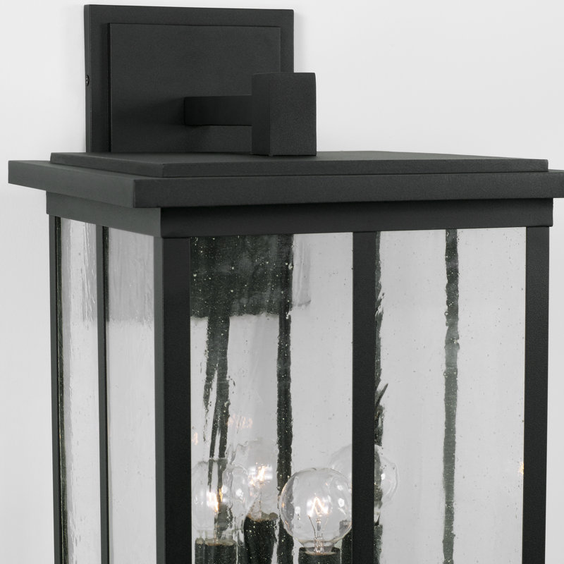 Lanterne murale d'extérieur à 4 ampoules H 21,5 po, Noir