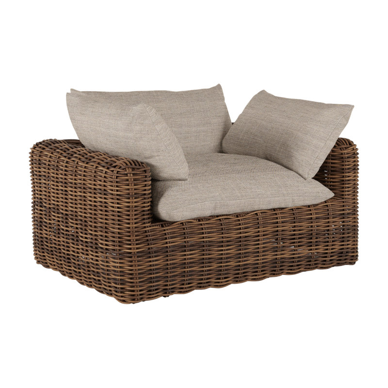 Montecito Woven Lounge - Raffia, Raffia, Dove Sunbrella® Linen, No Welt