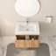 Meuble-lavabo mural de 30 po avec lavabo intégré, couleur bois, conception minimaliste pour les salles de bain compactes, espace, contreplaqué, poignées biseautées, tracas de quincaillerie Easy Diy - Manuel d'assemblage