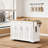 54inch Large Kitchen Island with Rubber Wood Drop Leaf, Embossed Texture Rolling Kitchen Cart on 4 Wheels with 4 Doors and 3 Drawers-1854671798